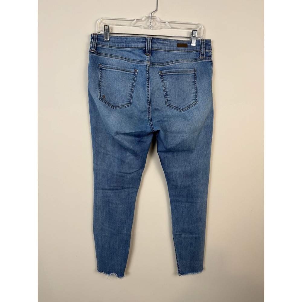 Kut from the‎ Kloth Skinny Jeans Women 10 Blue Distressed Raw Hem Stretch Denim - Picture 2 of 8